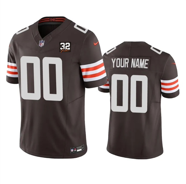 Men's Cleveland Browns ACTIVE PLAYER Custom Brown 2023 F.U.S.E. With Jim Brown Memorial Patch Vapor Untouchable Limited Stitched Jersey Men's Cleveland Browns ACTIVE PLAYER Custom Brown 2023 F.U.S.E. With Jim Brown Memorial Patch Vapor Untouchable Limited Stitched Jersey